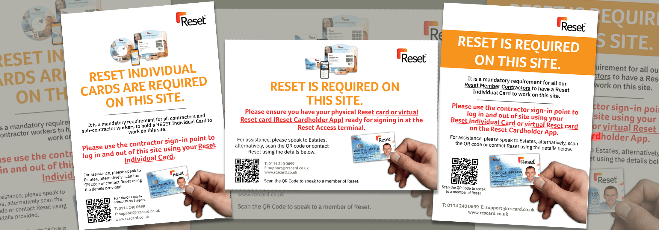 Signage solutions available for Reset mandatory sites
